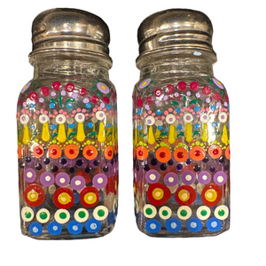 Hand-Painted Salt & Pepper Shakers One Size - Dining Clear Glass Multicolor